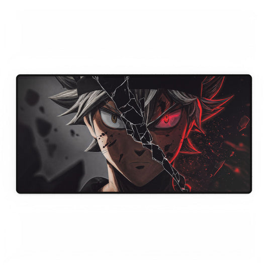 Anime Asta Black Clover Desk Mat — Split Dark/Red Demon Eye Gaming Mouse Pad