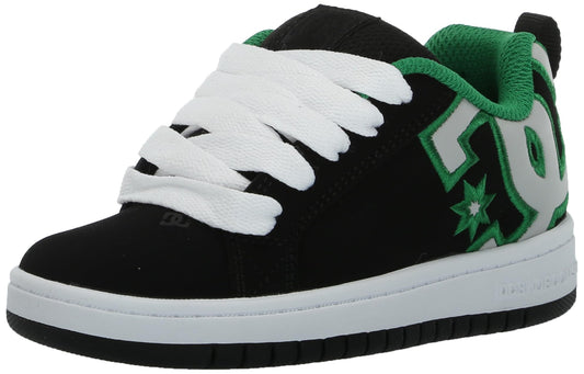 DC Boys Unisex-Chiild Court Graffik Casual Skate Shoe Black/Kelly Green 1 Little Kid