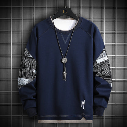 Men's Long-Sleeved Casual Sweater - Trendy Round Neck
