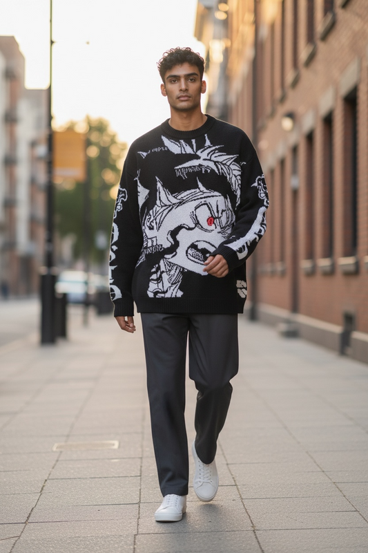 Black Clover Asta Knitted Streetwear Sweater (One Piece)