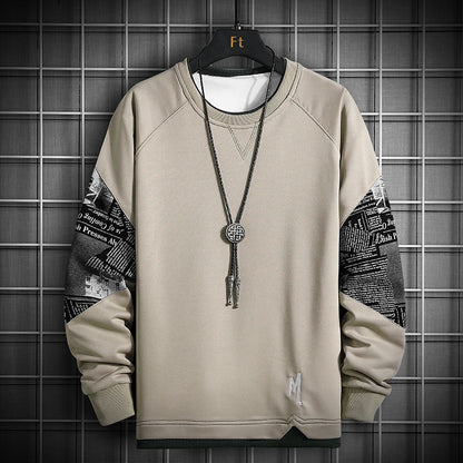 Men's Long-Sleeved Casual Sweater - Trendy Round Neck